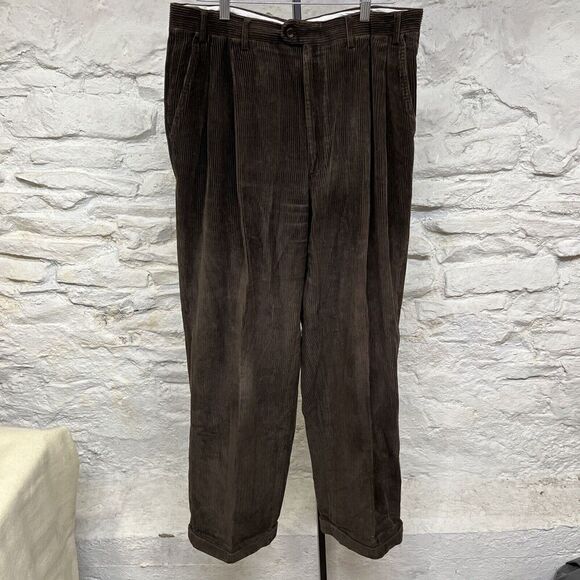 Canali Sport Mens Straight Leg Corduroy Pants Brown Size 35 Waist 31 Length - Picture 1 of 5